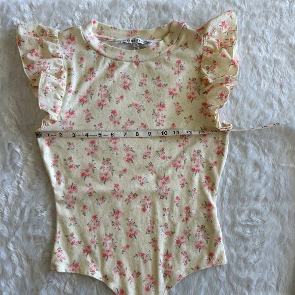 Floral Print Ruffle Shoulder Coquette Girl Cottagecore Bodysuit - Medium - Picture 2 of 5